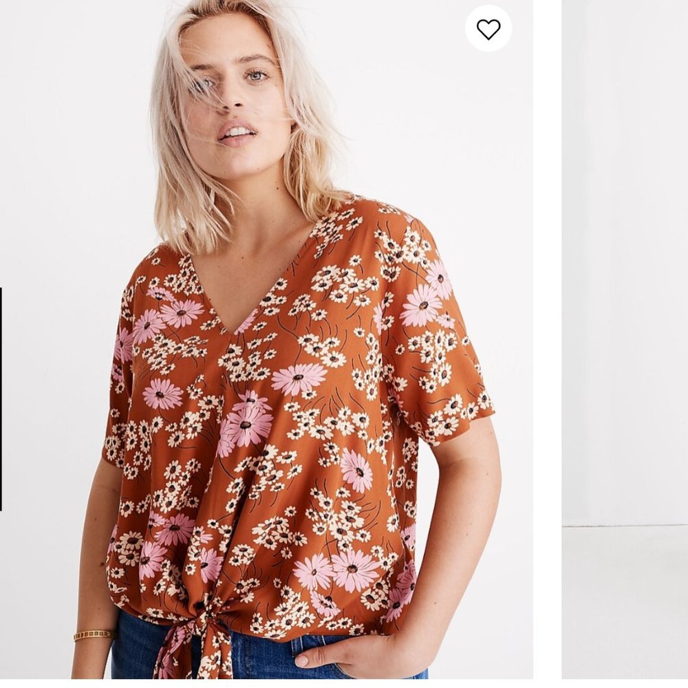 Madewell Novel Tie-Front Top in Hillside Daisies